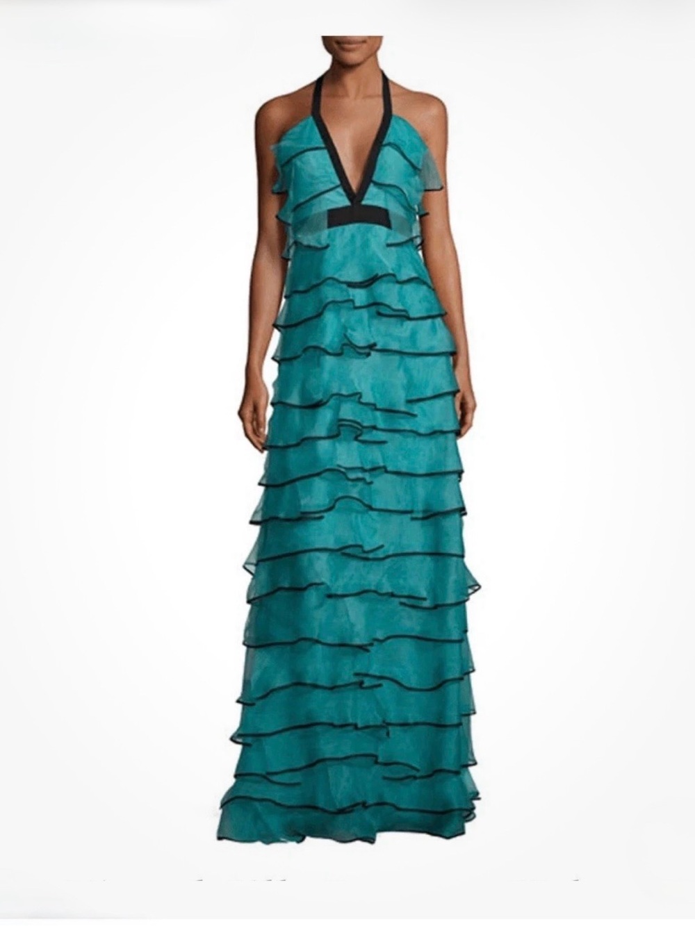 NWT LOTTIE TEAL Sachin and Babi exclusive NM Silk ORGANZA Gown SZ 8 $795 MSRP - Picture 1 of 10